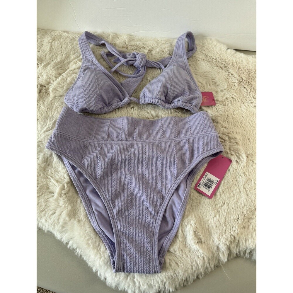 Juniors' Ninety-Nine Degrees Purple Triangle Swim Bikini 2 Piece Set New Size S